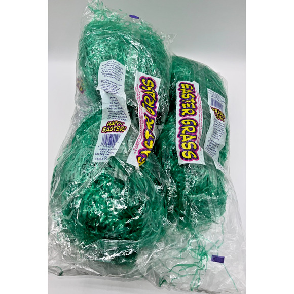 Vintage Easter Grass Green Lot of 3 RJ Rabbit HUGE 7 ounce bag NEW Unopened USA - Picture 3 of 6